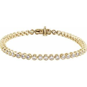 14K Yellow 3 1/2 CTW Lab-Grown Diamond Bezel-Set 7" Bracelet